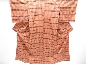 格子織り出し手織り紬着物